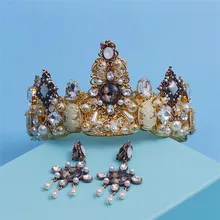 The bride wedding headdress Baroque crown vintage fashion luxury bridal jewelry ornaments queen women hairband hairjewelr
