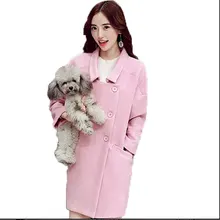 Зимнее шерстяное пальто стиль Горячая Распродажа женское Шерстяное модное Свободное пальто размера плюс Розовое женское двубортное шерстяное пальто AE2015