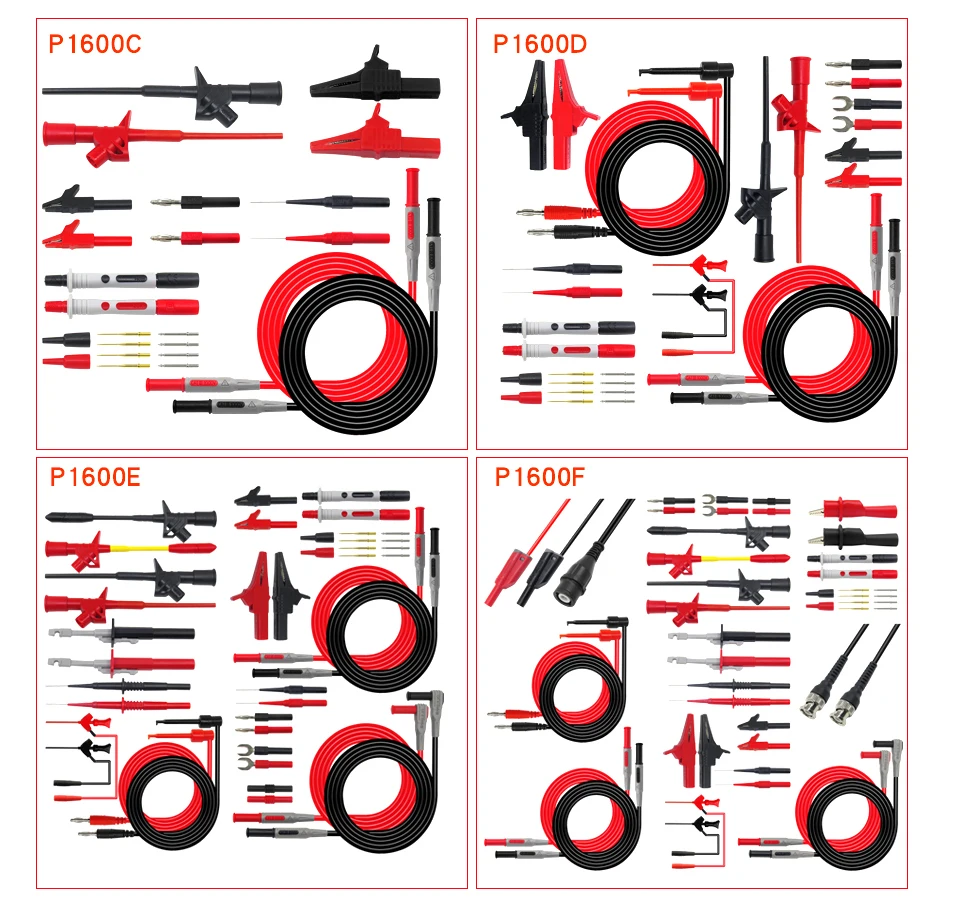 Cleqee P1600C/D/E/F 18 en 1 enchufable sonda de prueba kit de sonda IC gancho de prueba Fluke BNC-cable de prueba