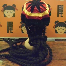 Ручной работы шерсть Вязание забавная шапка красный/желтый в полоску эластичные внутренностей кепки в стиле хип-хоп креативные кепки