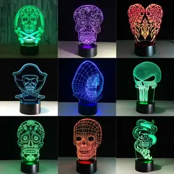 3D светодиодный Цвет Night Light Изменение лампы Хэллоуин свет акрил 3D голограмма Иллюзия настольная лампа для детей подарок челнока