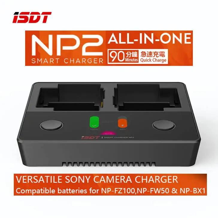

ISDT NP2 All In one Camera Battery Charger can fit for NP-FZ100 NP-FW50 NP-BX1 Battery For Sony Camera Battery charge