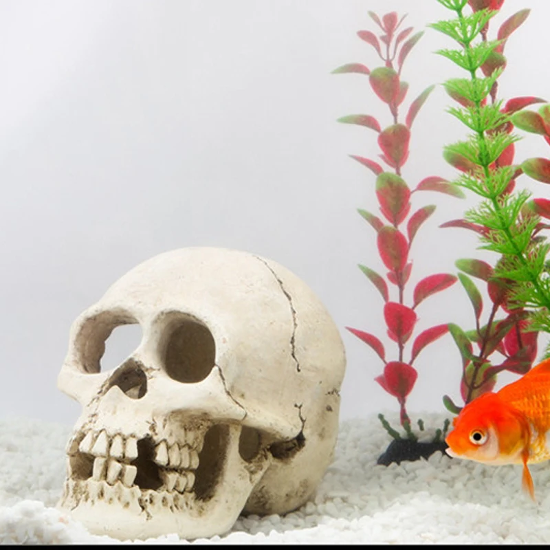 New Natural Resin Skull Pattern Aquarium Decorations Artificial
