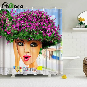 

3D Digital Printing Waterproof Shower Curtain Street Art African Woman Pattern Bathroom Curtain Polyester Bedroom Bath Curtain