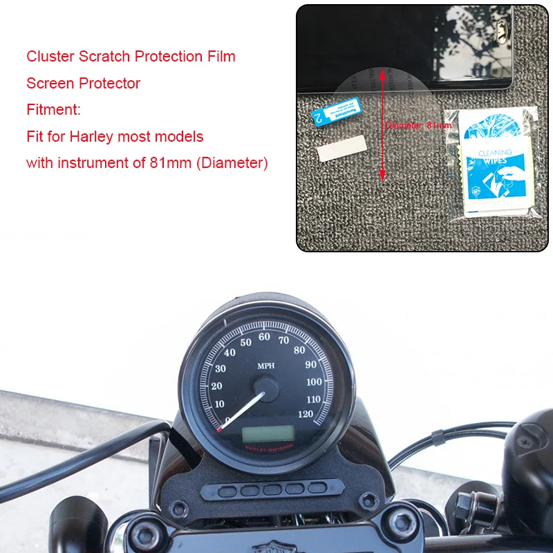MTCLUB for Harley-Davidson Sportster 1200 Forty Eight Iron 883 Seventy Two 81mm Cluster Scratch Protection Film Screen Protector (1)