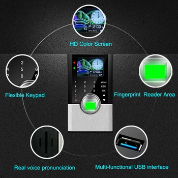 Biometric Attendance System Fingerprint Time Attendance System TCPIP Access Control Fingerprint&Card&Password Electronic Machine fingerprint id carddoor access control password fingerprint time attendance threatens anti dismantlement unlock illegally alarm