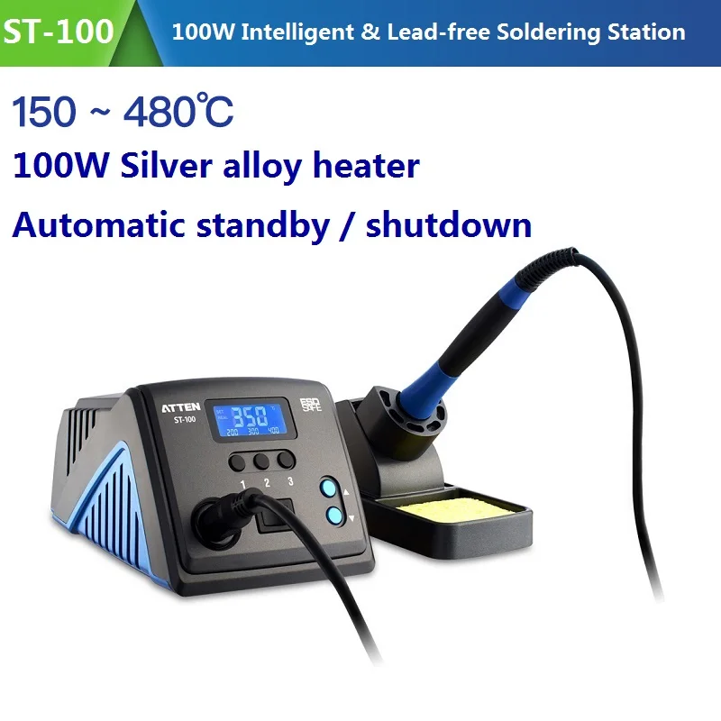 ATTEN умная и Бессвинцовая электрическая паяльная станция светодиодный цифровой дисплей ST-60 ST-80 ST-100