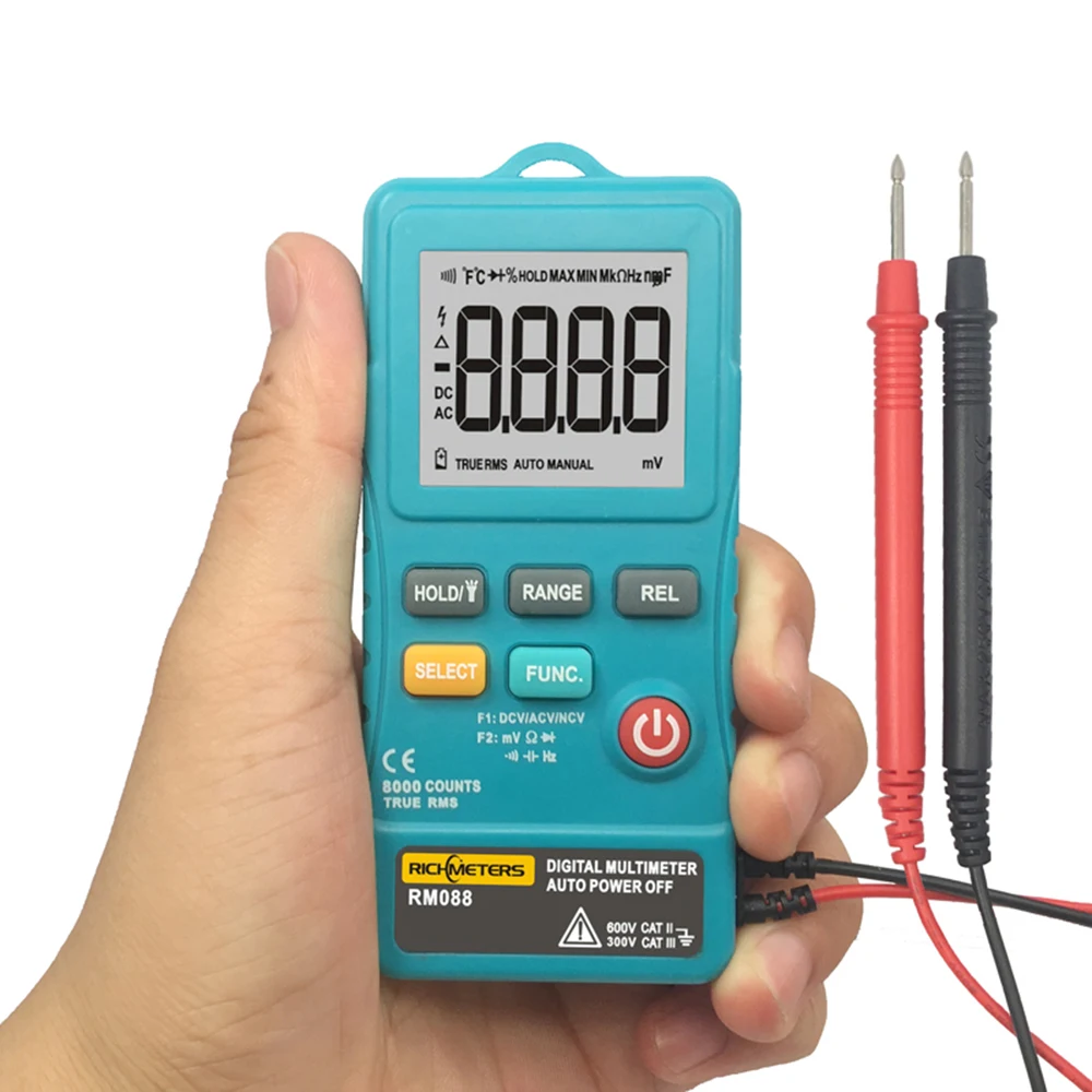 

Digital Multimeter RICHMETERS RM088 8000 Counts Line Frequency True-RMS AC/DC Voltage Ohm multimetro Meter with Buzzer