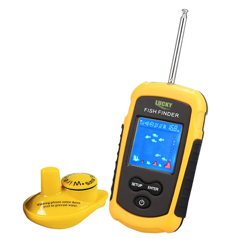  Lucky 120 meters wireless operation range Portable sonar sensor deeper Fish Finder FFCW1108-1 color