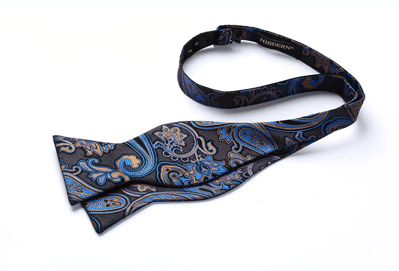 Галстук-бабочка носовой платок Набор мужские тканые вечерние свадебные синий Пейсли самостоятельно галстук-бабочка карман квадратный набор# BP940ZS