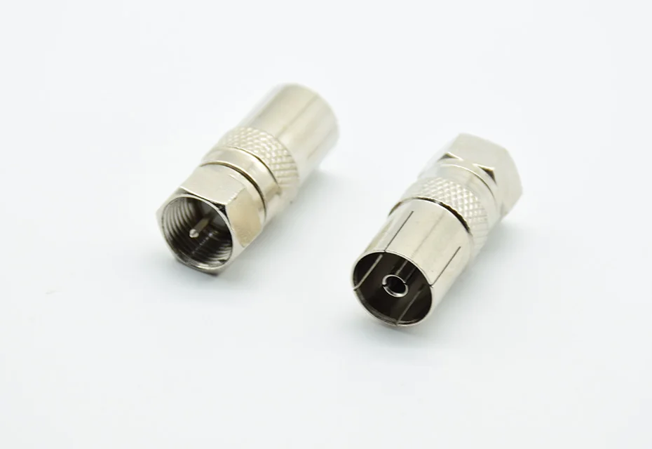 2pcs F type male plug connector socket to RF coax TV aerial female RF adapter CA
