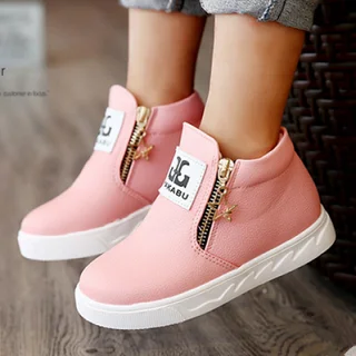 Размер 21-36; детская обувь для мальчиков и девочек; популярные модные ботинки; короткие ботинки; botas; Осенняя обувь для маленьких мальчиков - Цвет: Розовый