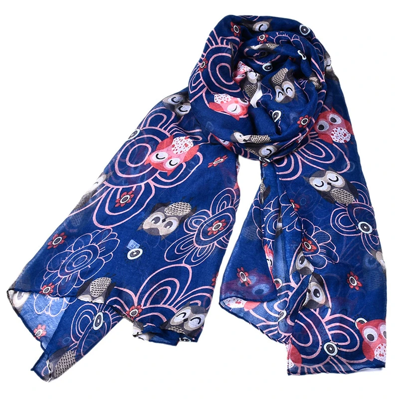 Недавно Дизайн сова печатных шарф voile цветочный Сова теплый Обёрточная бумага шаль для подарка Hallowmas Для женщин солнцезащитный крем пляж Cachecol yg303