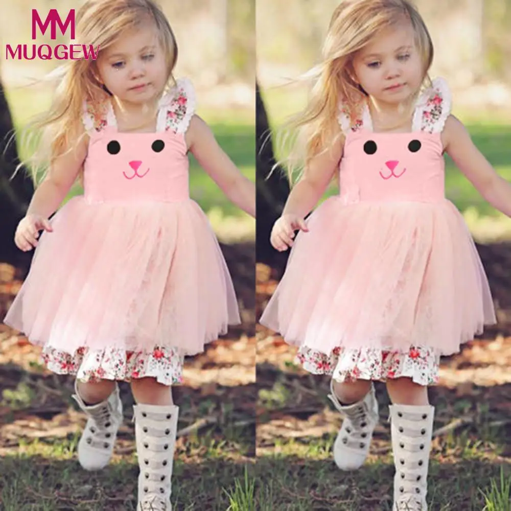 

MUQGEW kids Girls Clothes Baby Girls Kids Cartoon Rabbit Dress Clothes Toddler Princess Dresses Printed Dress vestidos