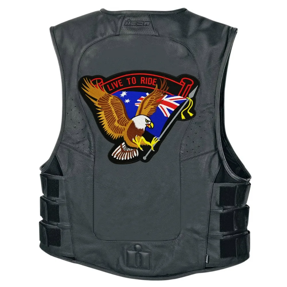 Flag Hawk Embroidered Iron Patches For Clothing High Quality Full Back Design For Biker (1)