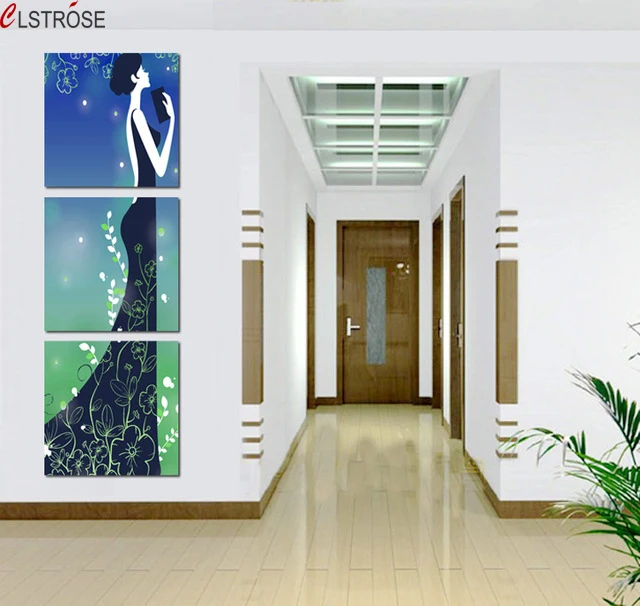 CLSTROSE Beautiful Girl Portrait Painting Living Room Decoration Picture Beauty Salon Murals Cuadros Decoracion 3 Pieces | Дом и сад