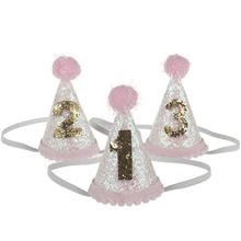 1 предмет) для маленьких девочек, милый 1/2/3 головные уборы на день рождения в горошек с шапочка с помпоном детских празднований дня рождения реквизит для фотосессии детский Декор