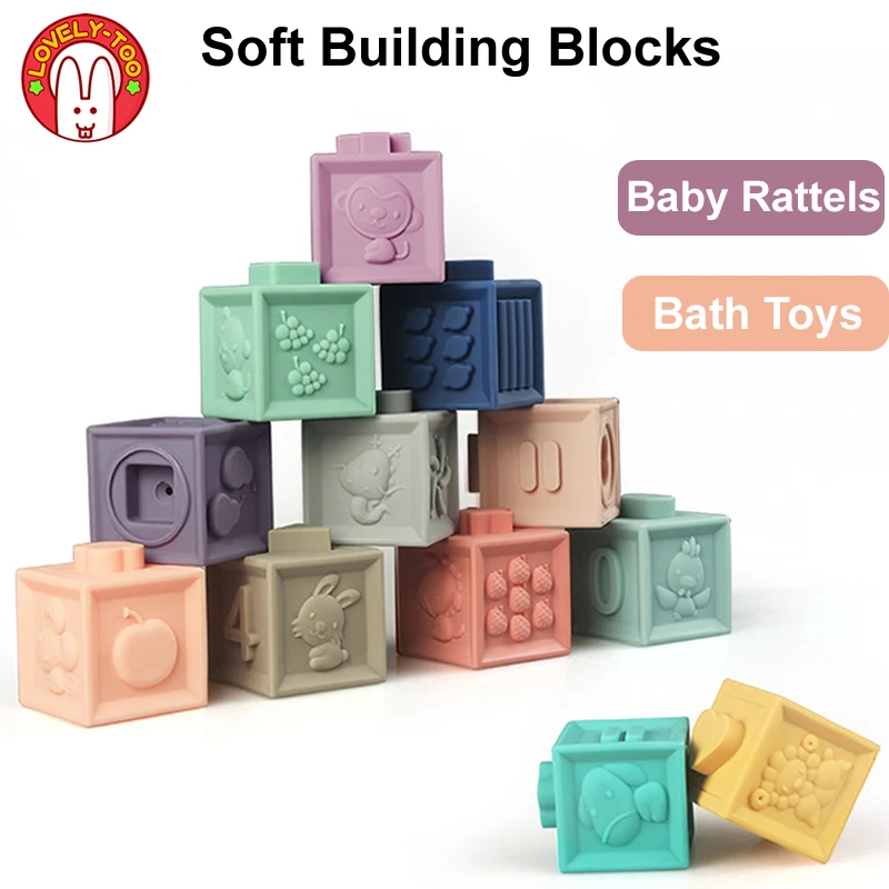 Ounce Pathologisch strottenhoofd Soft Building Blocks Baby Grasp Toys Rubber Blokken Squeeze Toy 3D Touch  Hand Ball Kids Educational Brain Game For Children - AliExpress