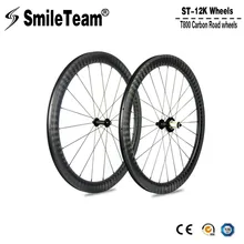 Smileteam 12k Matte Carbon Road Bike Wheels 700C 50mm Clincher Racing Bicycle Wheelset 25mm Width R51 Hubs 11 Speed For Shimano