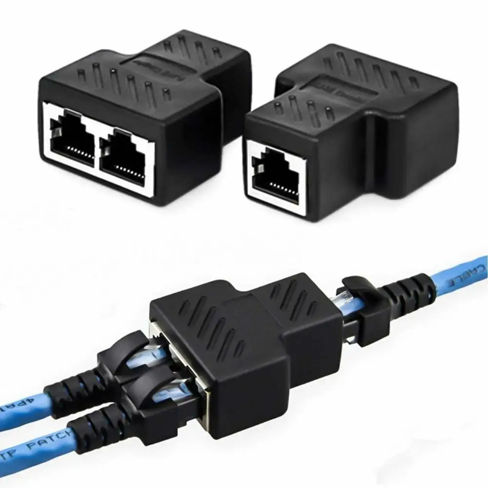

RJ45 Splitter Adapter 1 to 2 Dual Female Port CAT 5/CAT 6 LAN Ethernet Convertor Network Connections Splitter Adapter