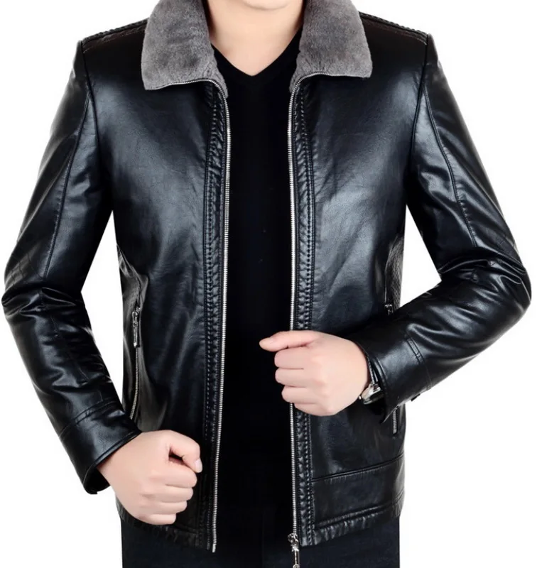 Free shipping men's winter genuine leather slim jacketsin Genuine
