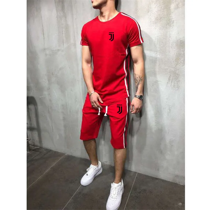 Summer Hot Sale Men's Sets T Shirts+pants Two Pieces Sets Casual Tracksuit Male 2019 Casual Tshirt Gyms Fitness trousers men