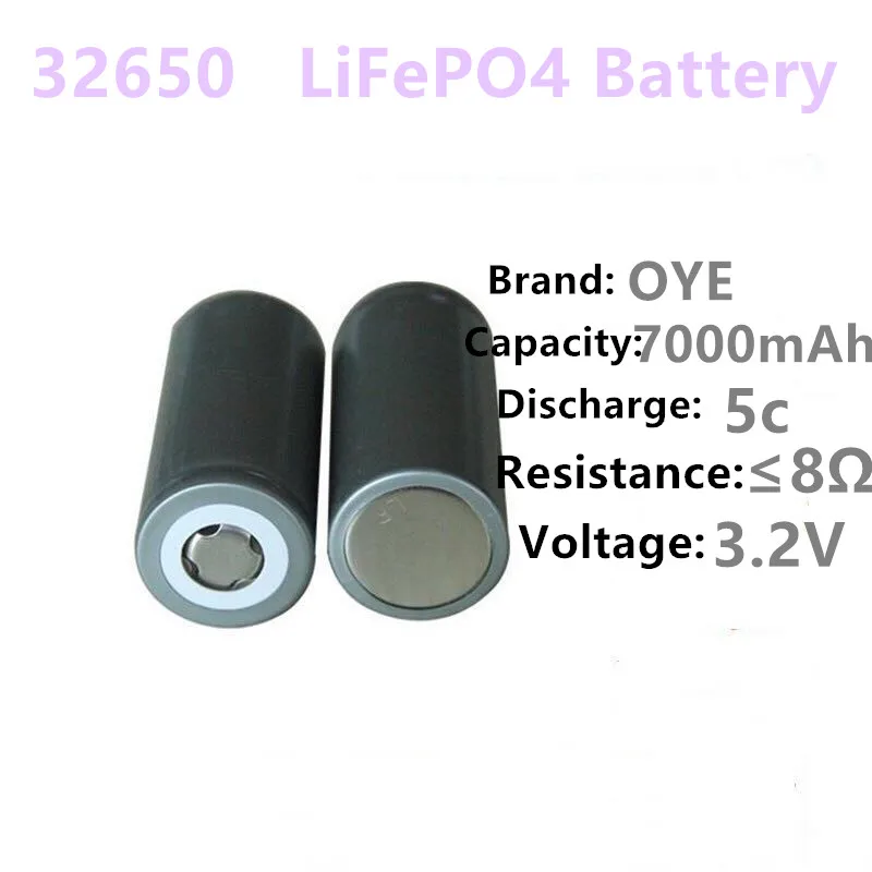

2PC/OYE 32650 battery 3.2v 7000mAh lifepo4 rechargeable battery cell LiFePO4 5C discharge battery for Backup Power flashlight