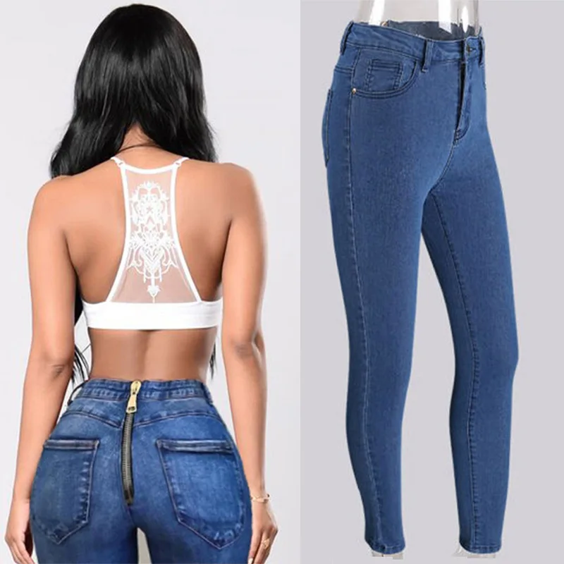 

Black Jeans Summer 2018 New Back Zipper Jeans In The Women Colored Skinny High Waist Boyfriend Jeans for Women Open Crotch Femme