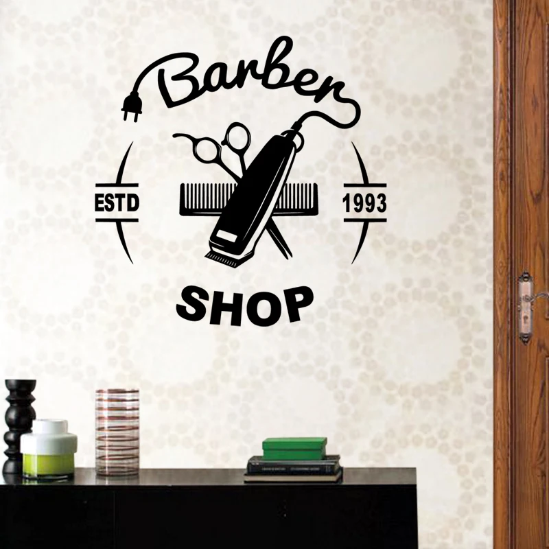 Man Barber Shop Sticker Name Chop Bread Decal Haircut Hair Clipper Shavers Poster Vinyl Wall Art Decals Decor Windows Decoration