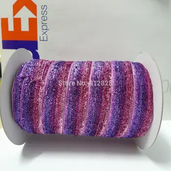

50 Yards 1'' 25mm #38 Pink Purple Iridescent Glitter Metallic Velvet Ribbon