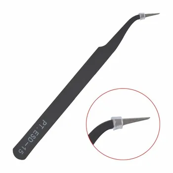 1 Pc Antistatic Electroplating Nonmagnetic Stainless Steel Curved Eyebrow Tweezers Nail Art DIY Necessary Tools