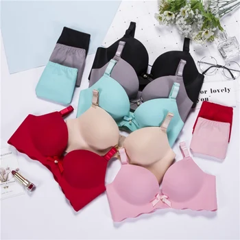 

Women Intimates Underwear Cotton Comfortable Bra Set Plus size B C cup Young Girls Sweet Lace Matching Bra and Panty Set