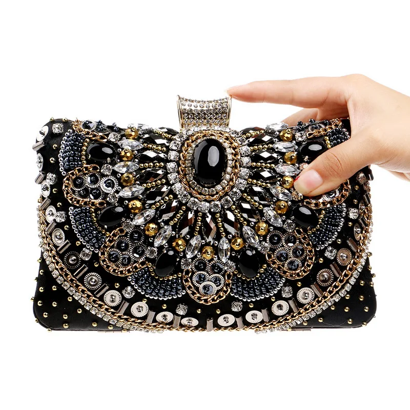 Jeweled rhinestone ladies handmade beaded women evening party handbags ...