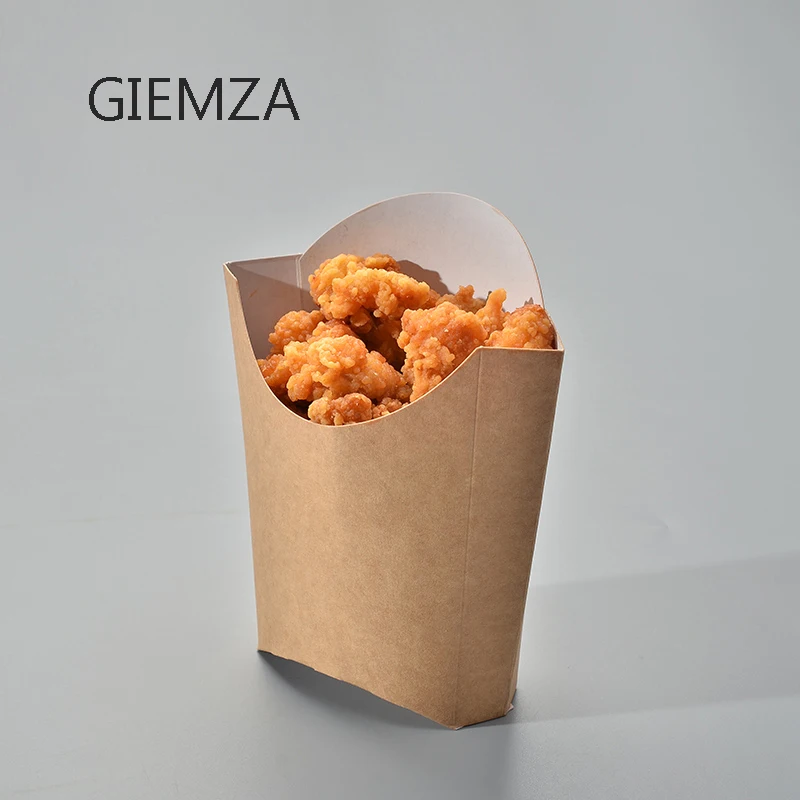 

GIEMZA Thick Kraft Paper Fries Box Disposable Restaurant Accessories Packaging Box Snacks Snack Box Fast Food Bale Tool