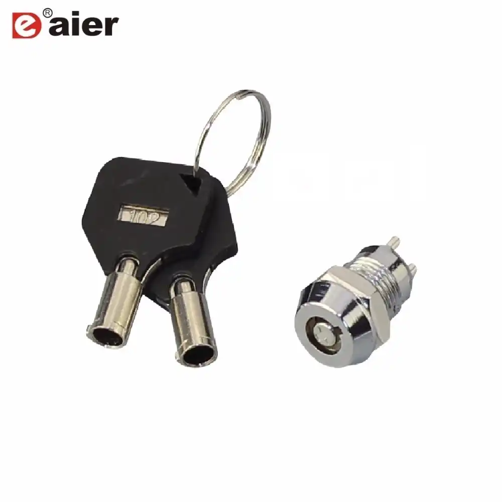 2pcs/lot 12mm Metal Key Switch 250V ON OFF Locking Switch Electrical