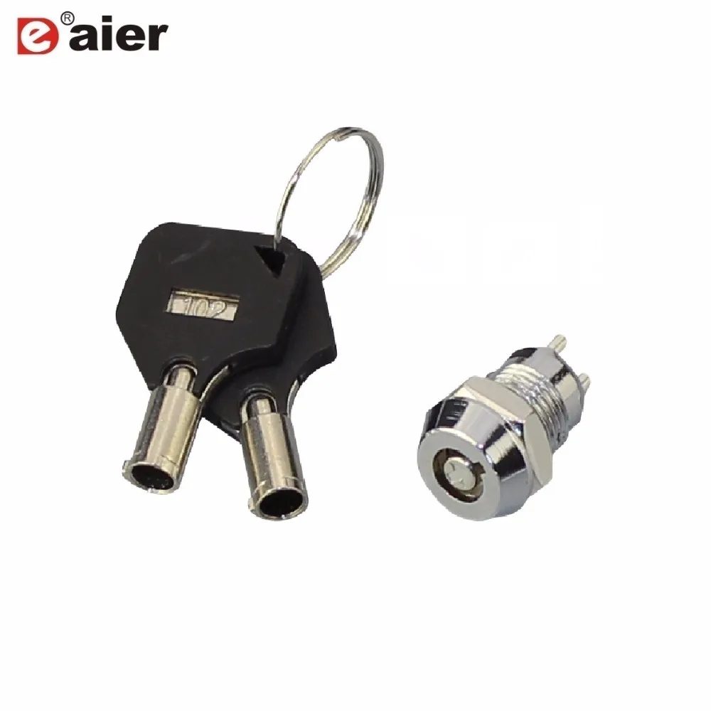 

3PCS Metal 12mm Key Switch ON/OFF 2 Position Ley Pulled On Both Position Lock Switch KS Electrical Key Rotary Switch with Key