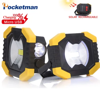 

Portable COB LED Work Light Torch USB Rechargeable Flashlight Solar energy Light Built-in Battery Emergency Power Best Camping