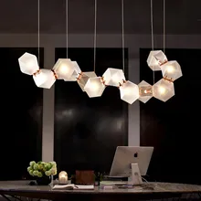 Pós moderno criativo poligonal lustre de vidro cobre luminárias bola para casa decorativo grande lustre moderno modo iluminação