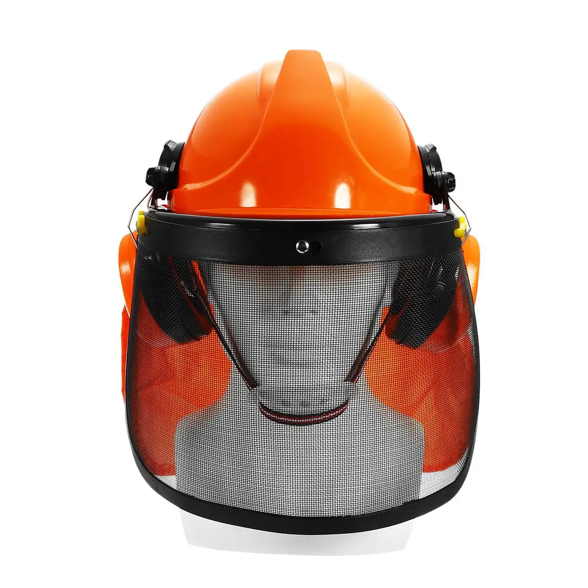 hard hat with face shield and ear protection