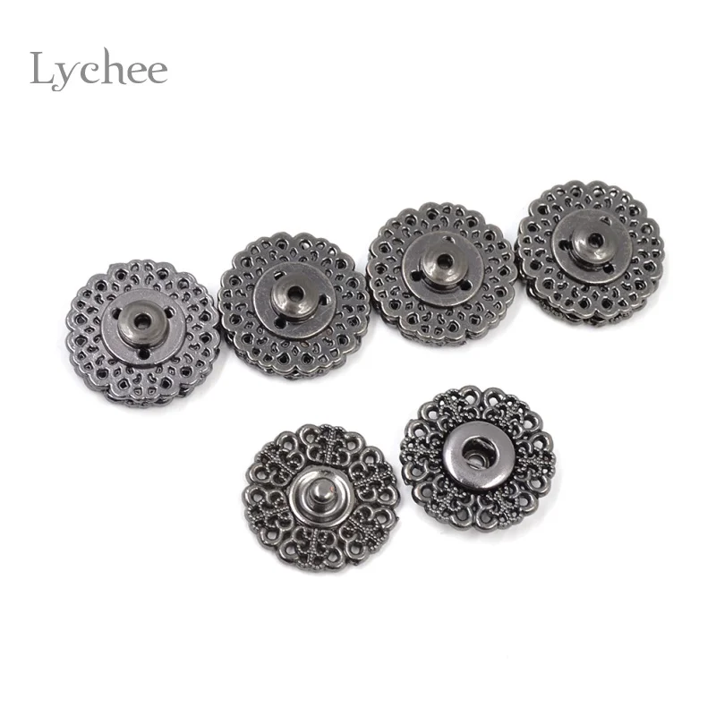 Lychee 5 шт./компл. металлические кнопки цветочный Форма швейная фурнитура стелс куртка застежка-кнопки 18 мм/21 мм - Цвет: Black 21mm