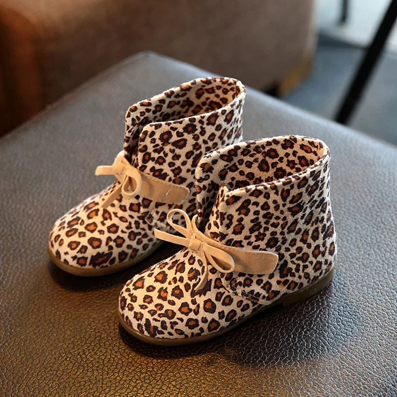 Весенне-осенние ботинки для девочек; детская обувь; Корейская версия леопардовых мужских ботинок martin; обувь
