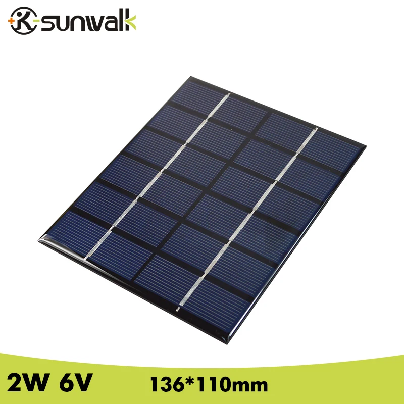 

SUNWALK 2W 6V 330mA Epoxy resin Laminated Solar Cell Panel Polycrystalline Silicon Mini Solar Cell for DIY Test and Education