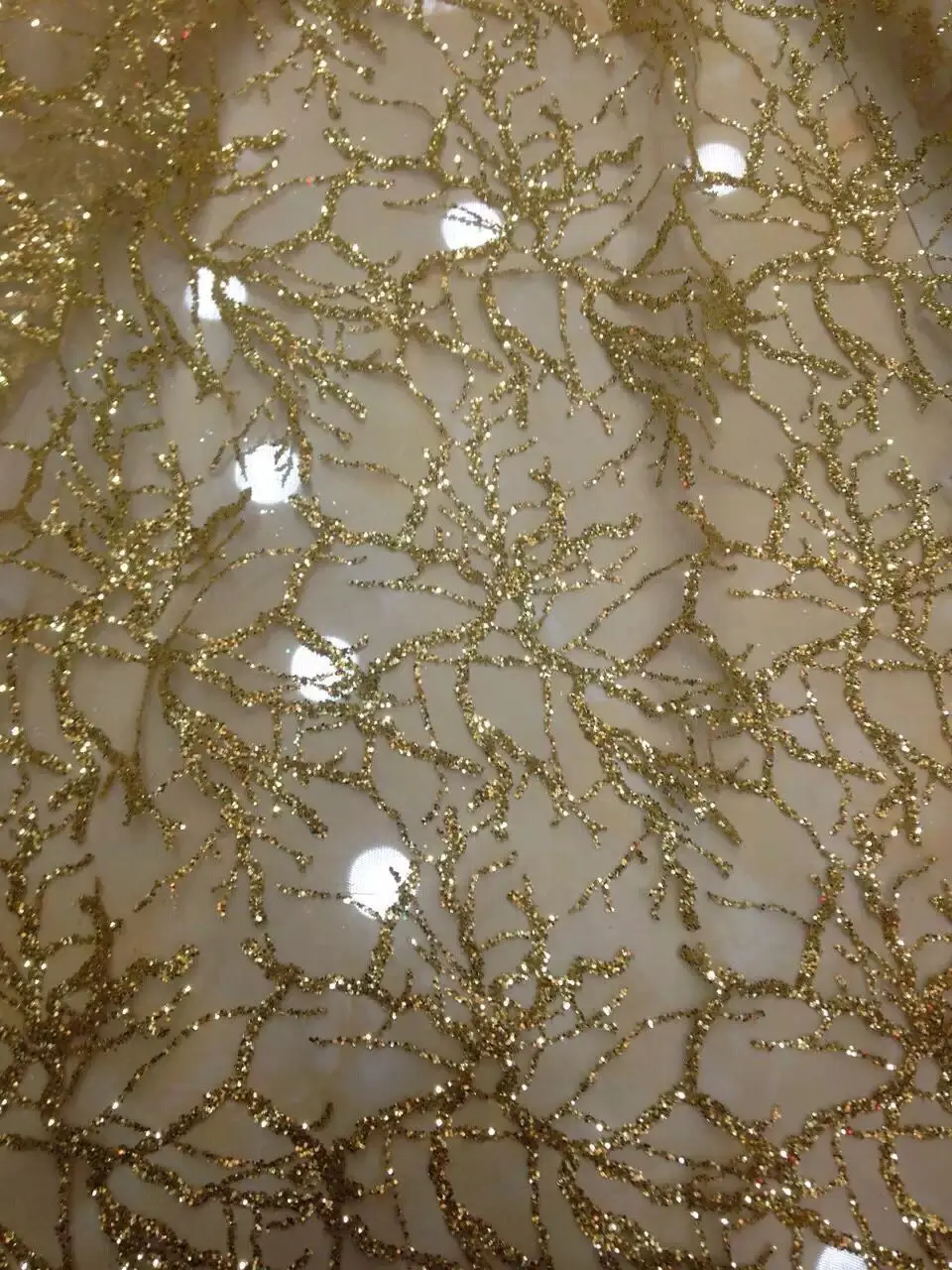

New Coming Embroidered African Bridal French Tulle Lace Fabric CGL32435 with gold glitter