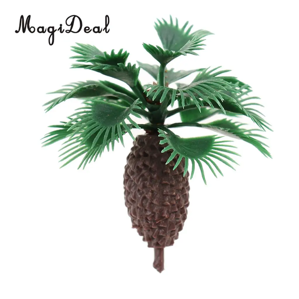 MagiDeal 10Pcs Plastic Palm Tree Model Train Track Street Railway Park Garden Scenery Miniature Scene Model Building Prop 5cm
