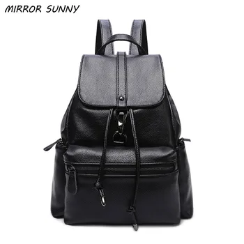

2019 New genuine leather women double shoulder backpack Ladies Korean school bag casual female travel backpack MSB-0007