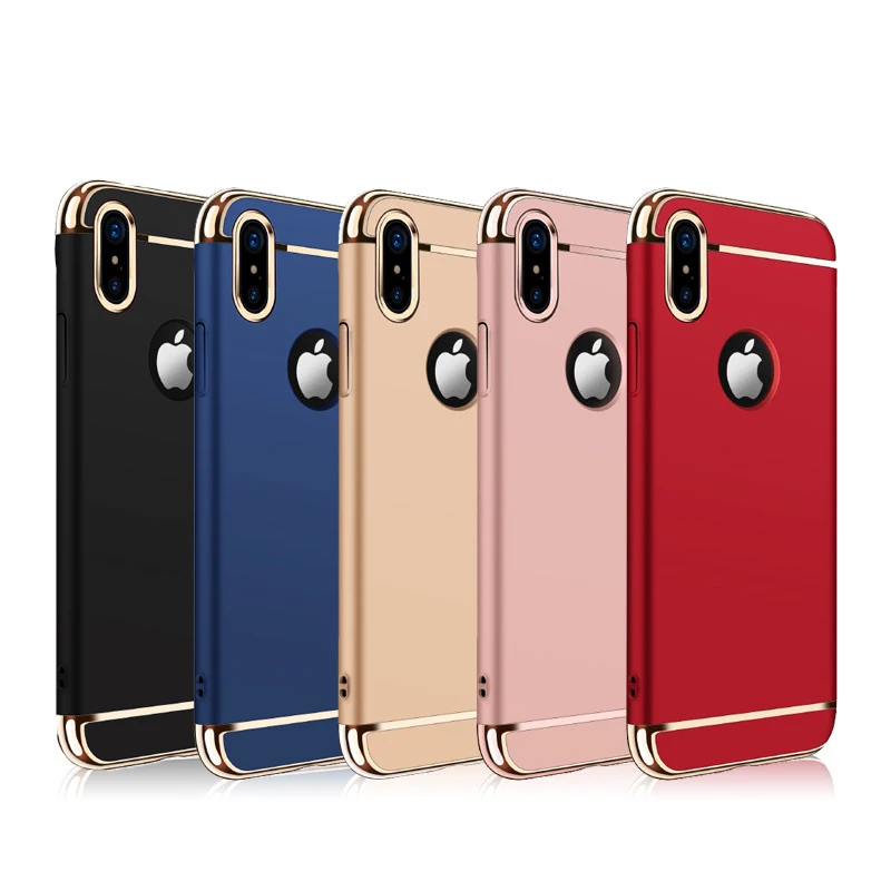 

Luxury Coverage Removable 3 In 1 Hard PC Back Cases For iPhone XR X XS Max 8 7 Plus 6 6S SE 5 5S Phone Case Shockproof Cover Bag