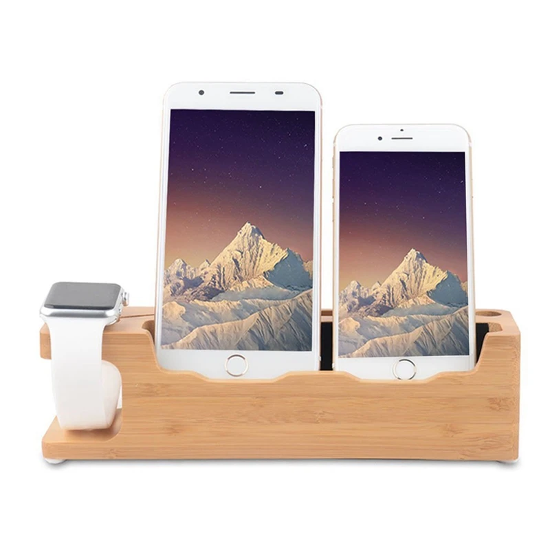1 قطعة عمود الخيزران 3 في 1 سطح المكتب جهاز شحن محطة ل أبل ووتش وجميع iphone متوافق مع وضع منضدة