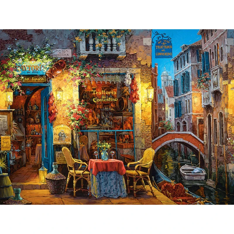Full square/Round Diamond Painting Cross Stitch small shop beaside the river mosaic kits Embroidery home Decor gift | Дом и сад