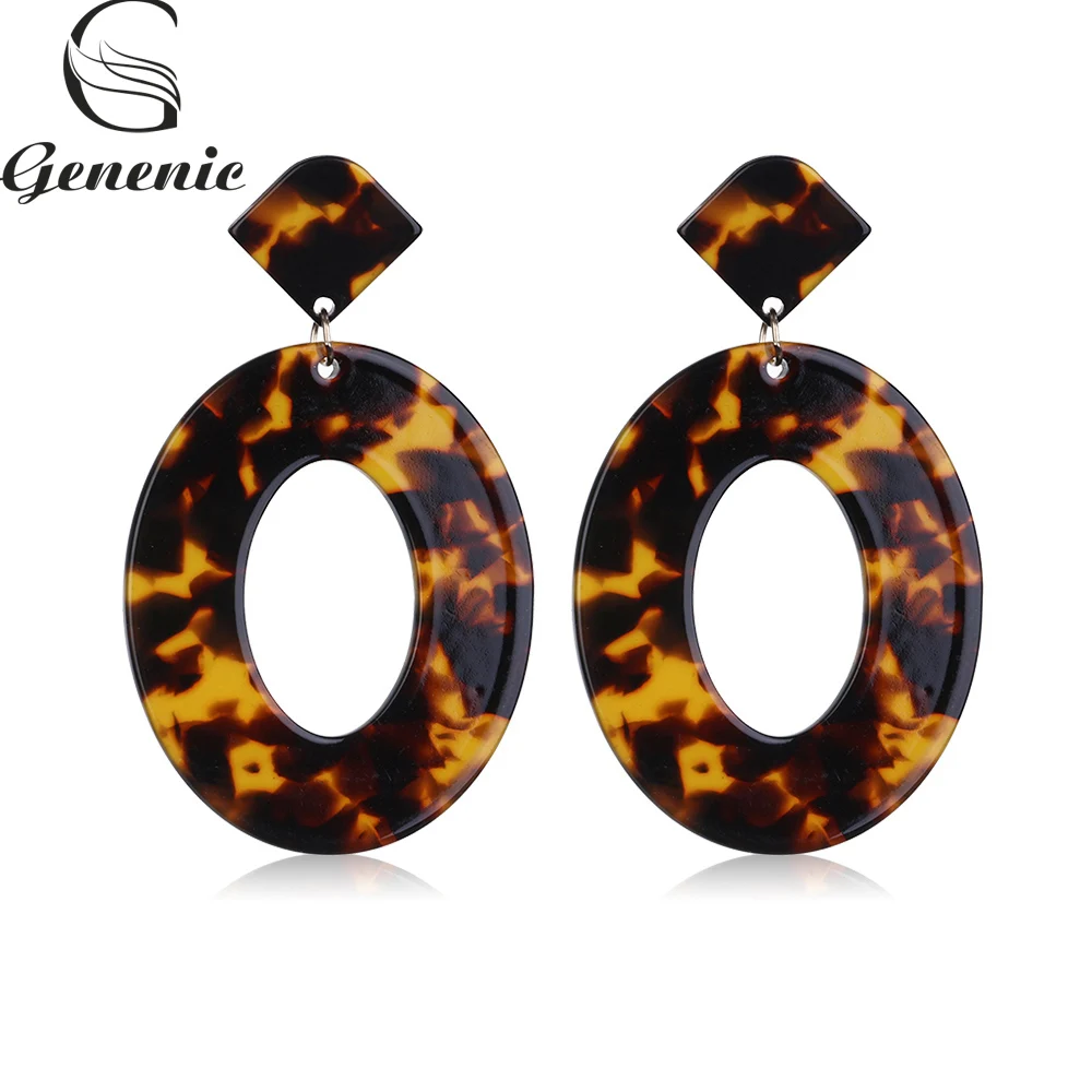 

1 Pair Summer Fashion Trend Acrylic Resin Oval Dangle Earrings For Women Geometry Big Circle Earrings Acetate Brincos Jewelry