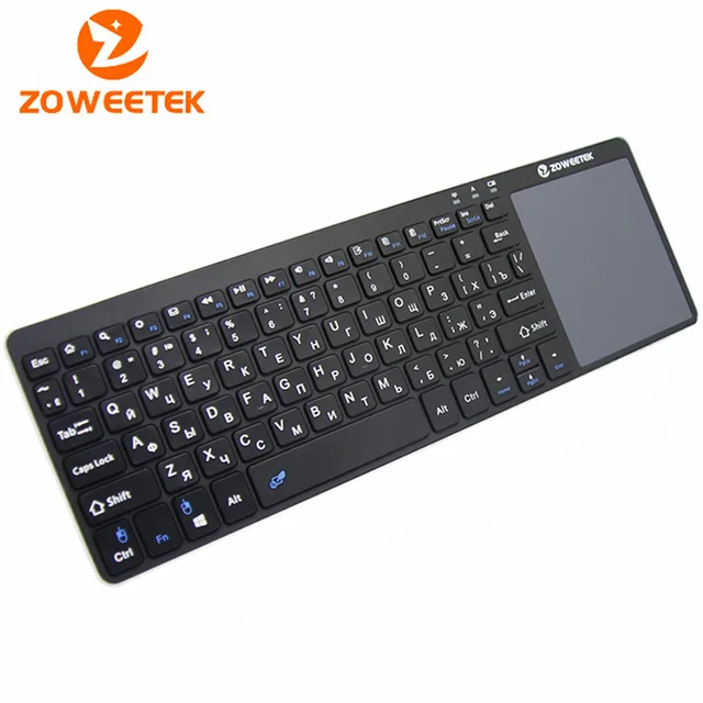 Best Offers Zoweetek K12-1 2.4G Russian Wireless Mini Keyboard with Slim Touchpad Mouse for PC Android Google Samsung Smart TV Box HTPC IPTV